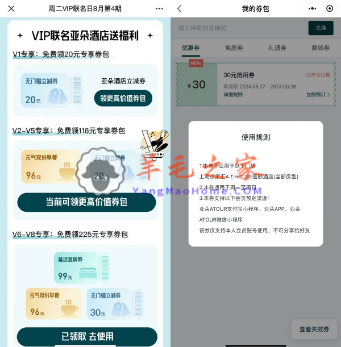 腾讯视频VIP用户领亚朵酒店20-30元无门槛卷 闲鱼卖出变现